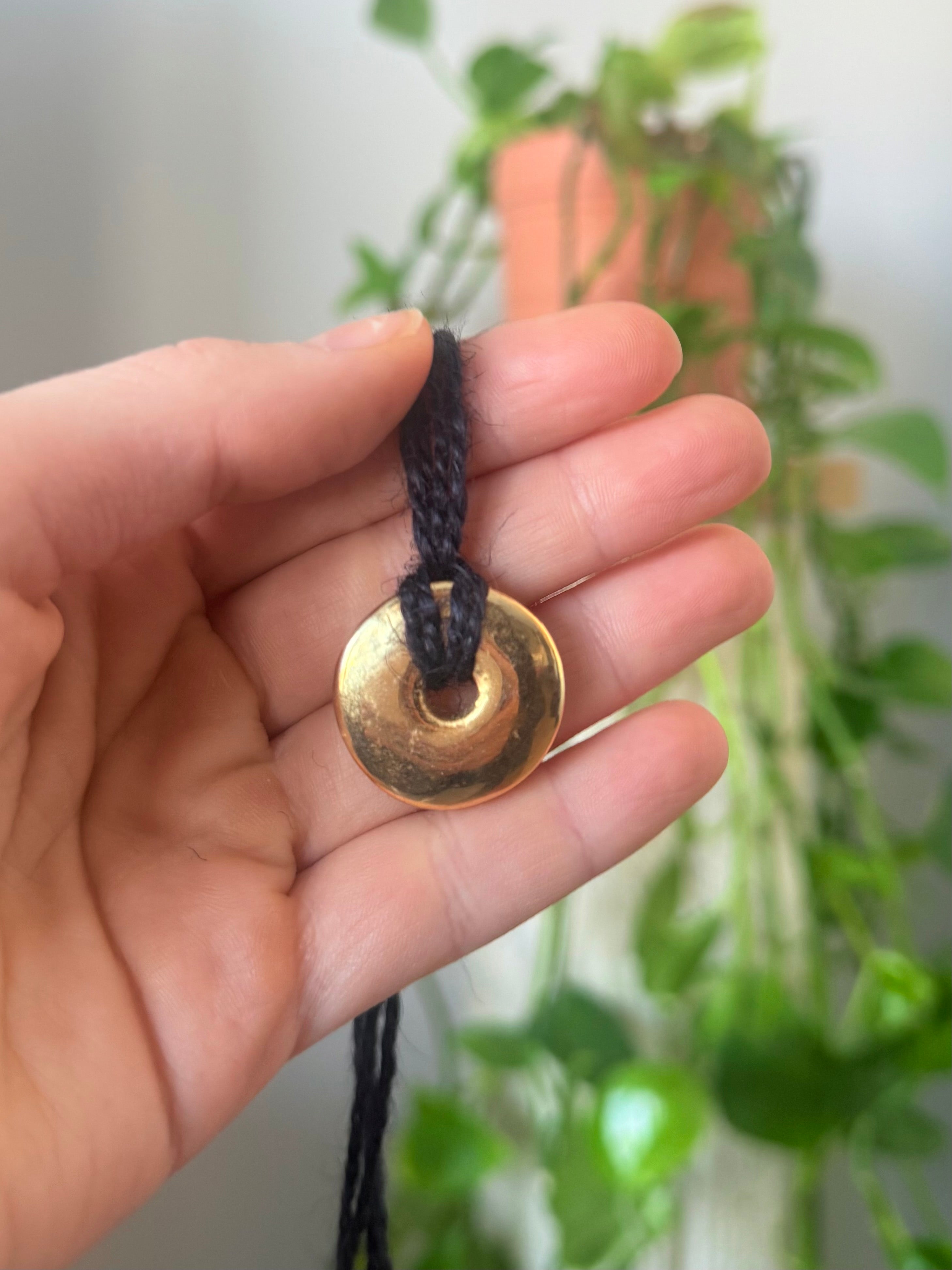 Gold Circular Pendant Necklace