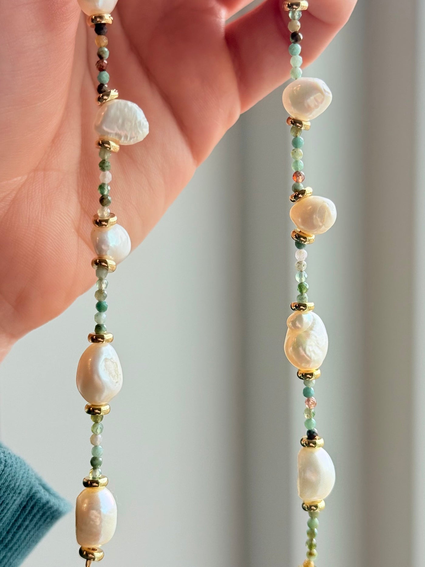 Jade & Pearl Fairy Necklace - Between Seasons