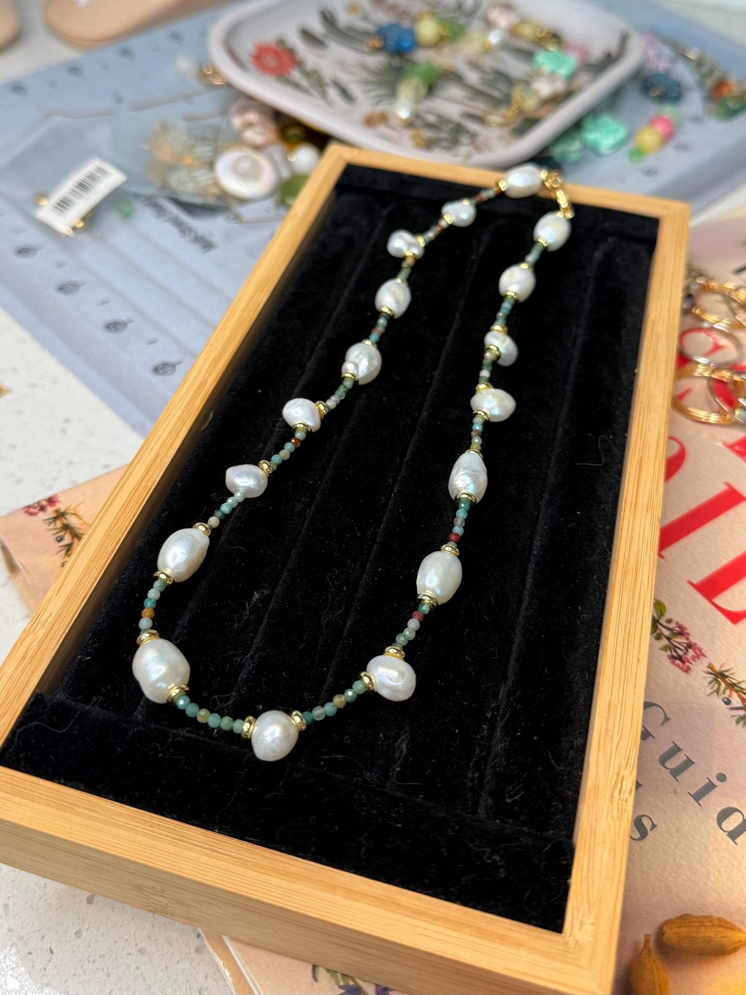 Jade & Pearl Fairy Necklace - Between Seasons