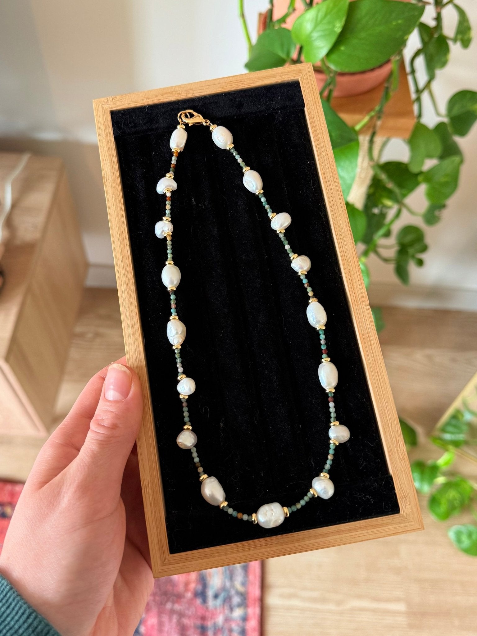 Jade & Pearl Fairy Necklace - Between Seasons